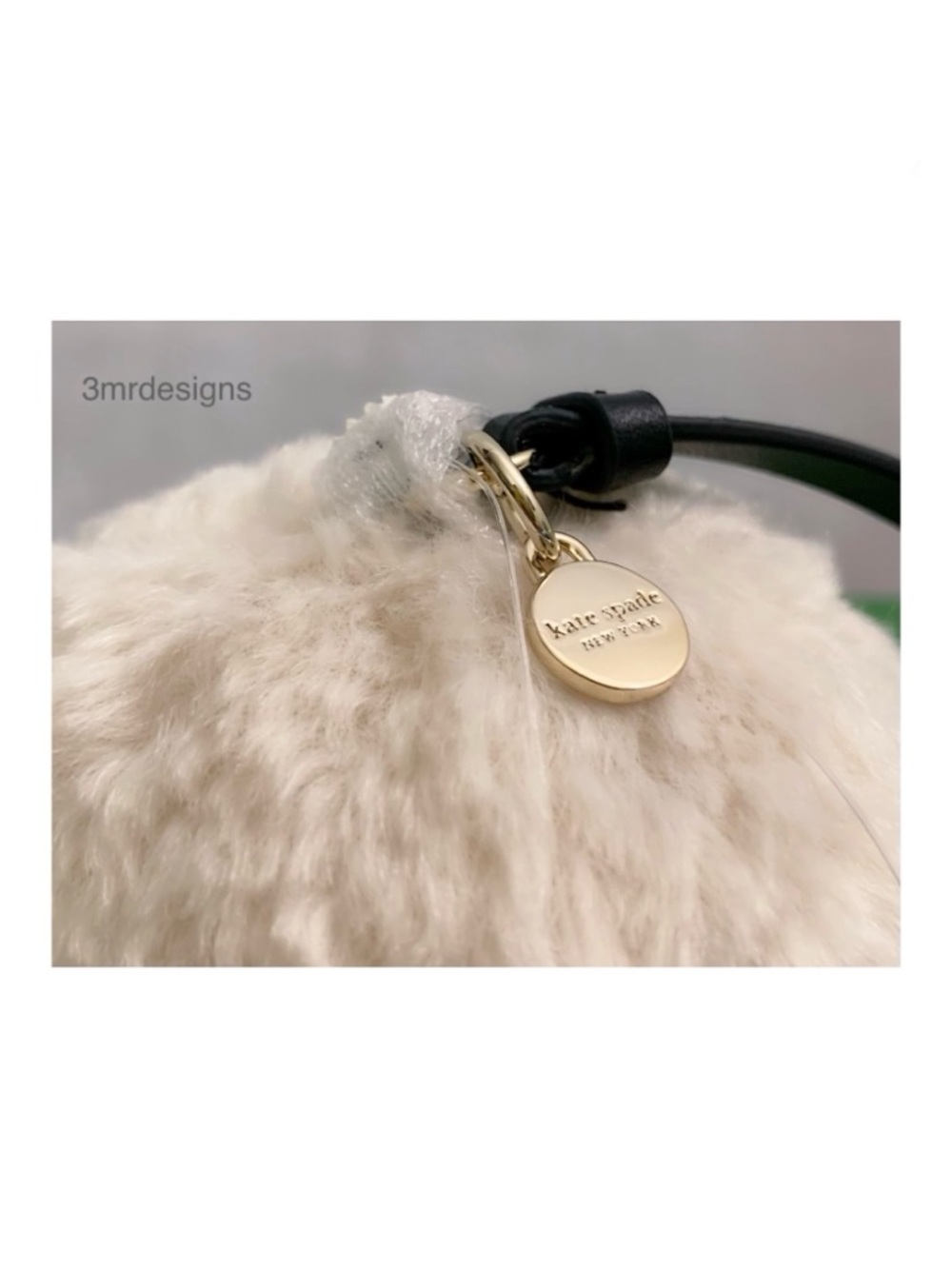 NWT Kate Spade ♠️FLUFFY SHEEP Faux Shearling Leather Strap Bag Charm/ Key Chain - Picture 7 of 12